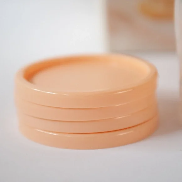 Vintage 80s Plastic Pitcher Cups Coaster SetCottagecore Peach Floral